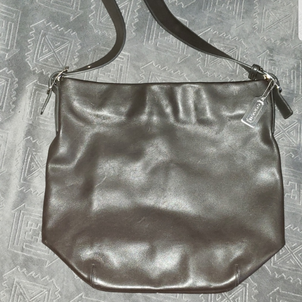 Black leather Coach hobo bag purse